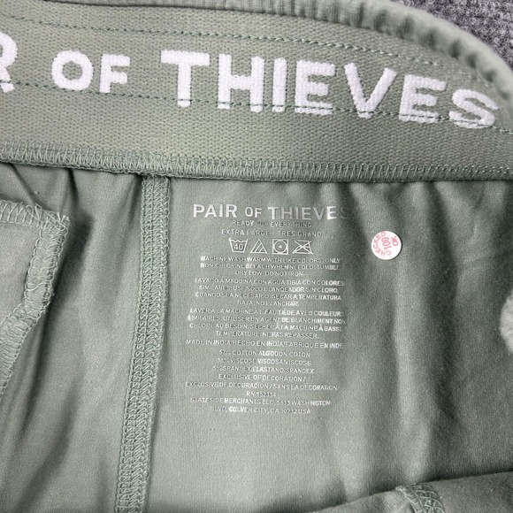 Pair Of Thieves Lounge Pants Mens XL Green Supersoft Drawstring Jogger Cuffed - Picture 5 of 8